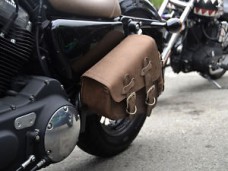 Brown Leather Swingarm Single Sided Pannier Saddle Bag for Harley Davidson Sportster